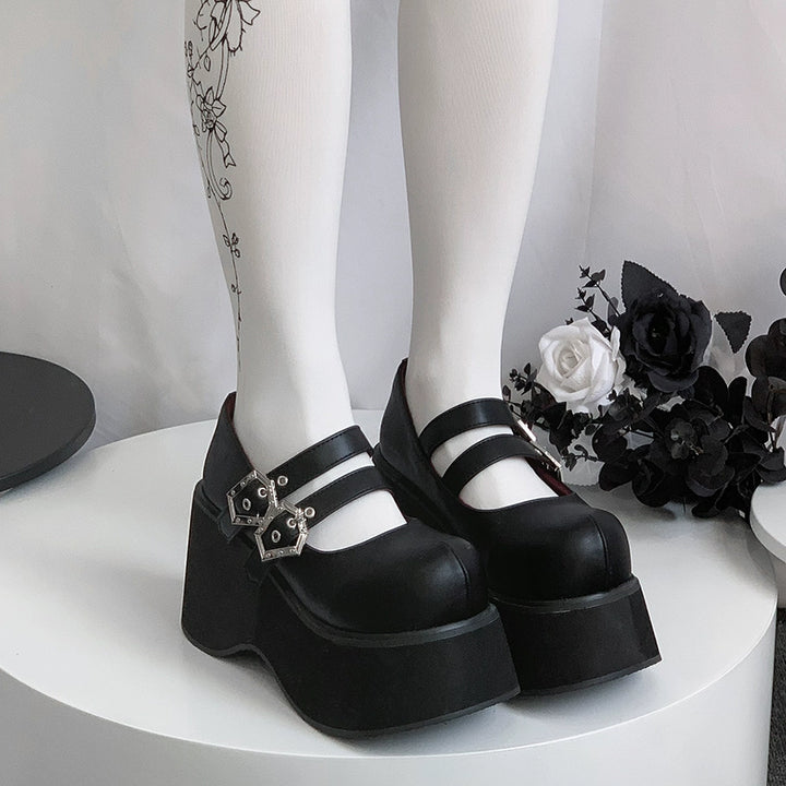 Black Red Platform Shoes Mary Jane Shoes (34 35 36 37 38 39 40) 29728:367902