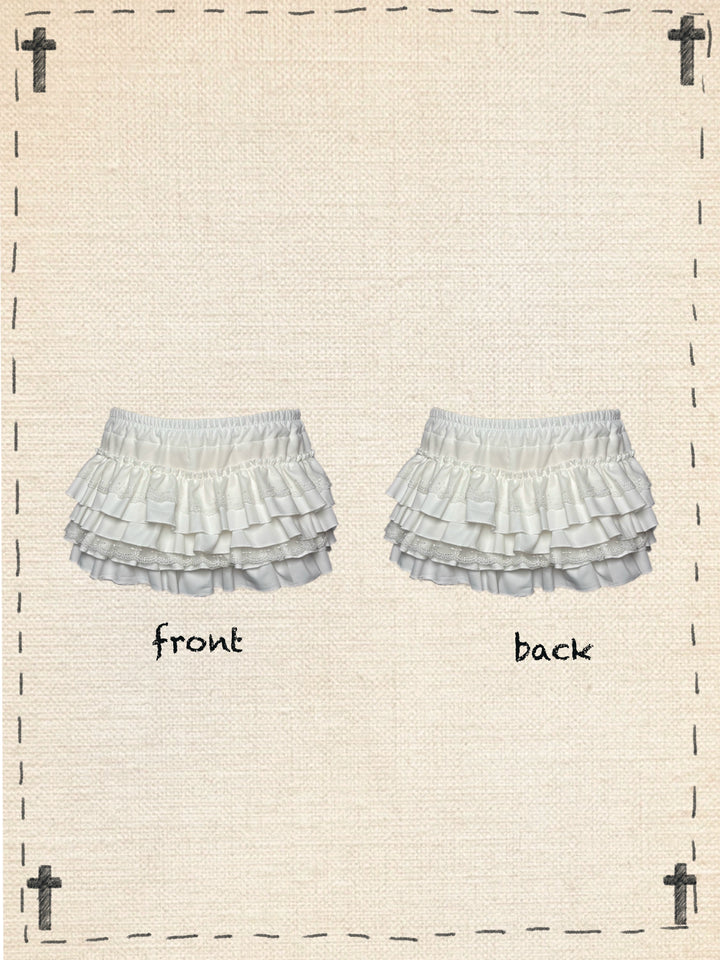 Gothic Cross-Detailed T-shirt & Tiered Ruffle Bloomers 43079:764549