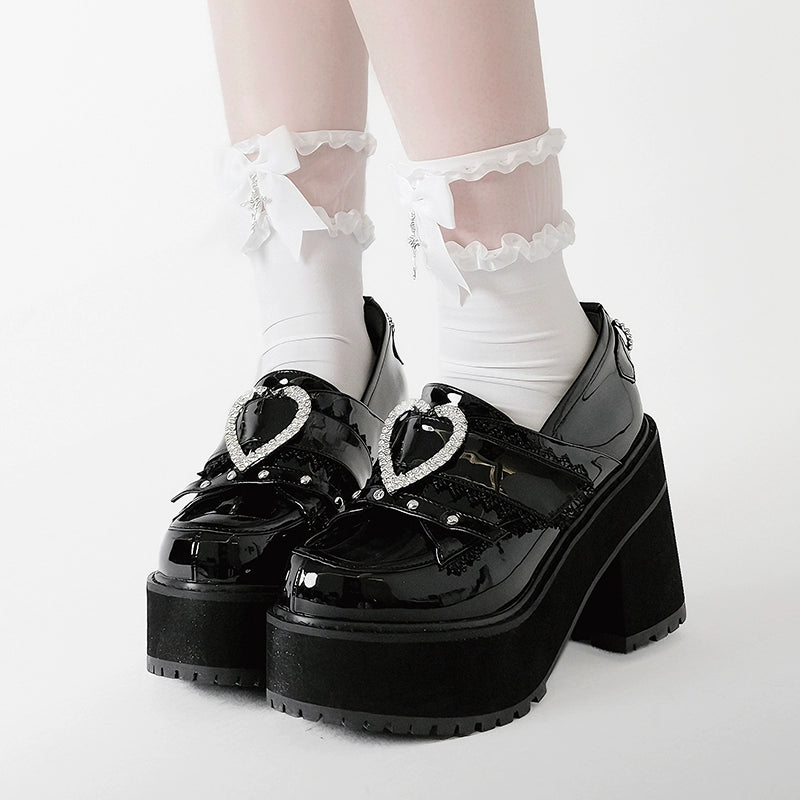Jirai Kei Platform Shoes Ryousangata High Heels Loafer Shoes 40098:655904
