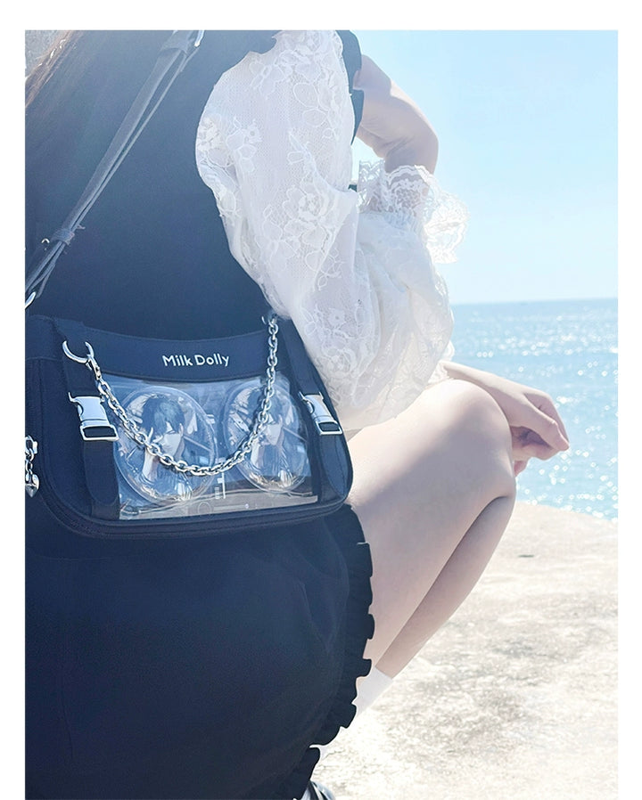 Y2K Style Ita Bag, Clear Window & Detachable Chain 43228:772313
