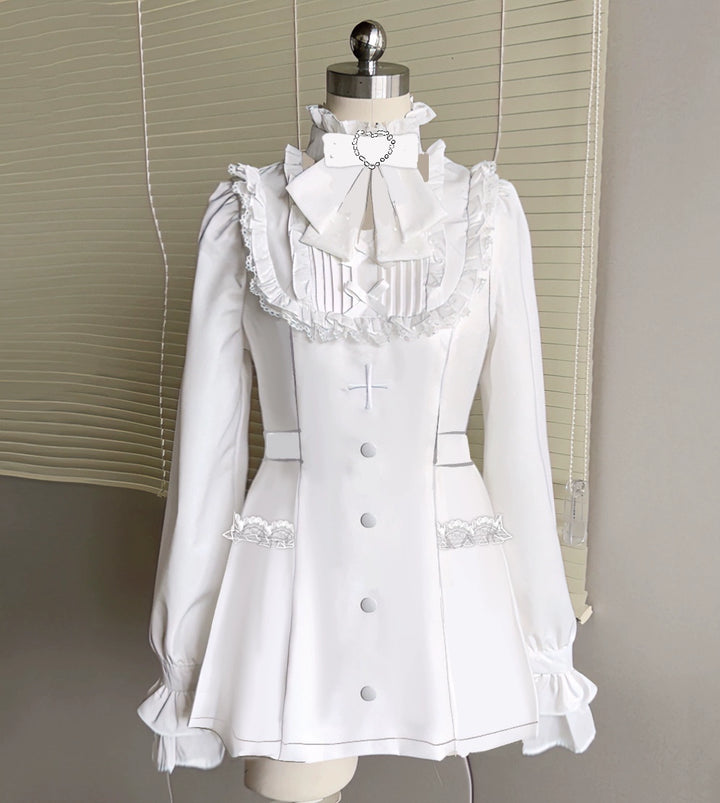 Plus Size Jirai Kei Black White Set Up Lace Bow Blouse Shorts 31850:371934