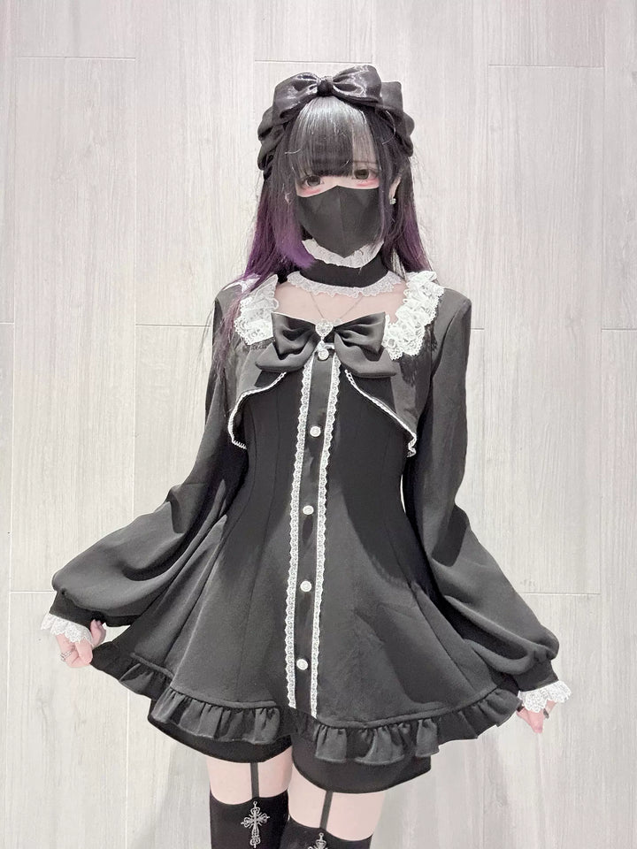 Jirai Kei Long Sleeves Dress, Pocketed Shorts 44197:808130