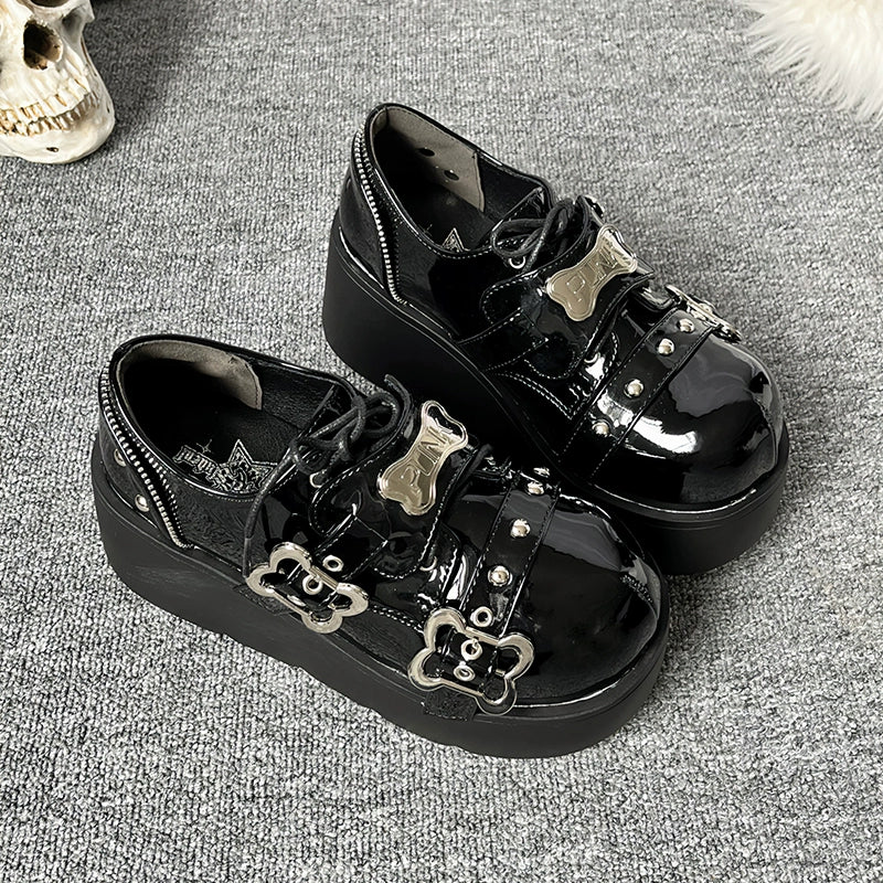 Y2K Punk Shoes Platform Shoes Slip-on Cowhide Shoes (34 35 36 37 38 39 40) 29722:368424
