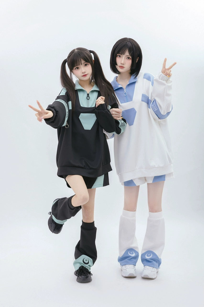 Tenshi Kaiwai Removable Sleeve Sweatshirt and Shorts Multicolor 29166:356910