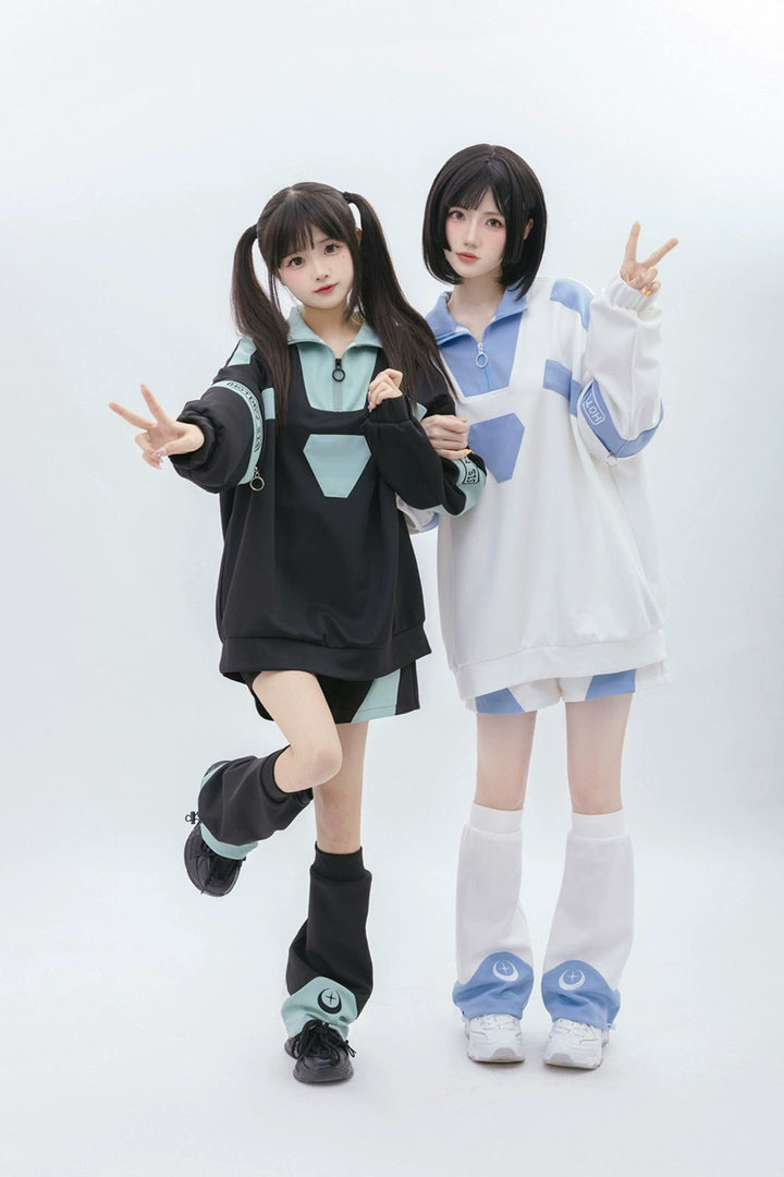 Tenshi Kaiwai Removable Sleeve Sweatshirt and Shorts Multicolor 29166:356910
