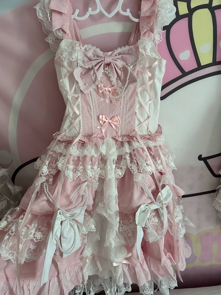 Vintage Lolita Dress Pink Doll-like Dress Princess Sleeve Blouse BNT 41170:697818