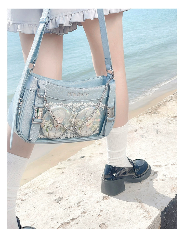 Y2K Style Ita Bag, Clear Window & Detachable Chain 43228:772305