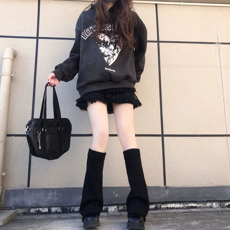 Harajuku Fashion White Black Gray Leg Warmers 28966:339334