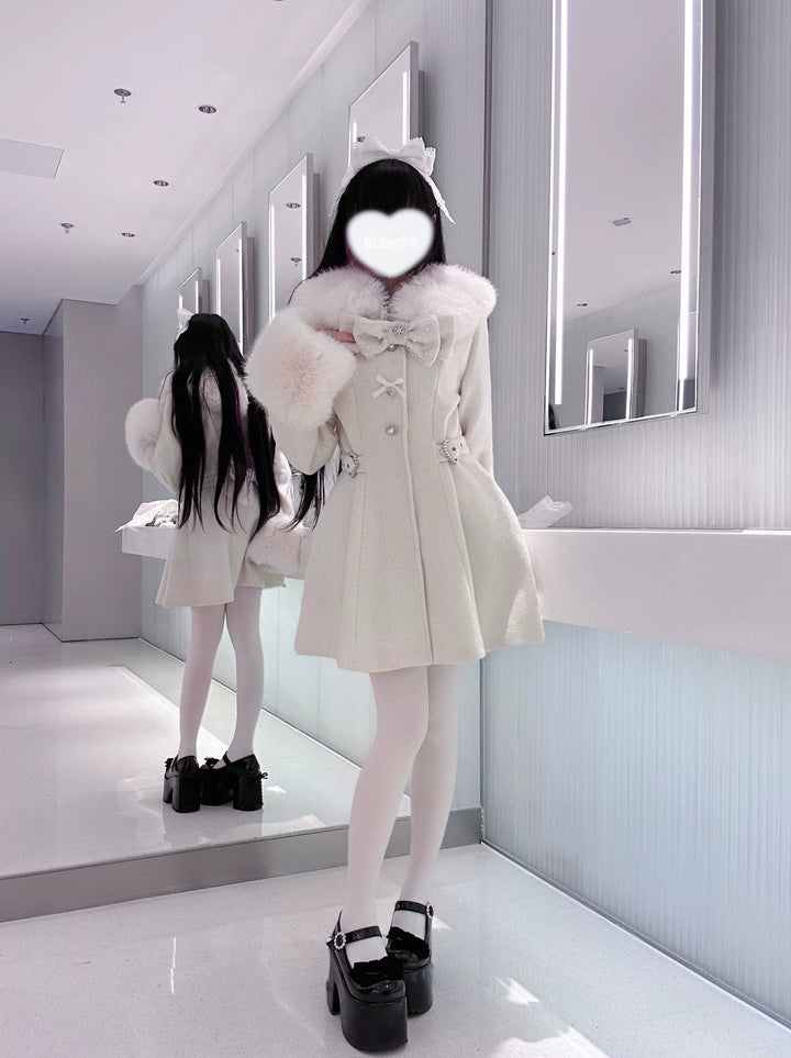 Ryousangata Winter Coat, Detachable Faux Fur Trim 43939:792437