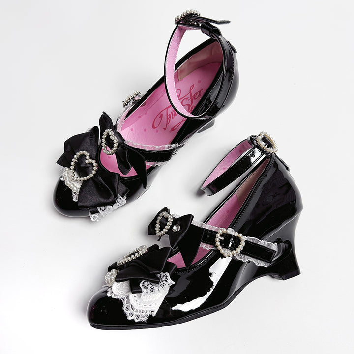 Princess Lolita Wedge Shoes with Open Heart Hollow Heel (34 35 36 37 38 39 40 41) 42709:749981