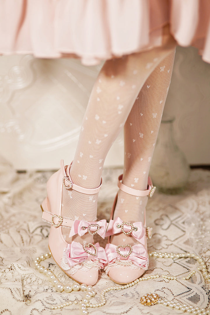 Princess Lolita Wedge Shoes with Open Heart Hollow Heel 42709:749969