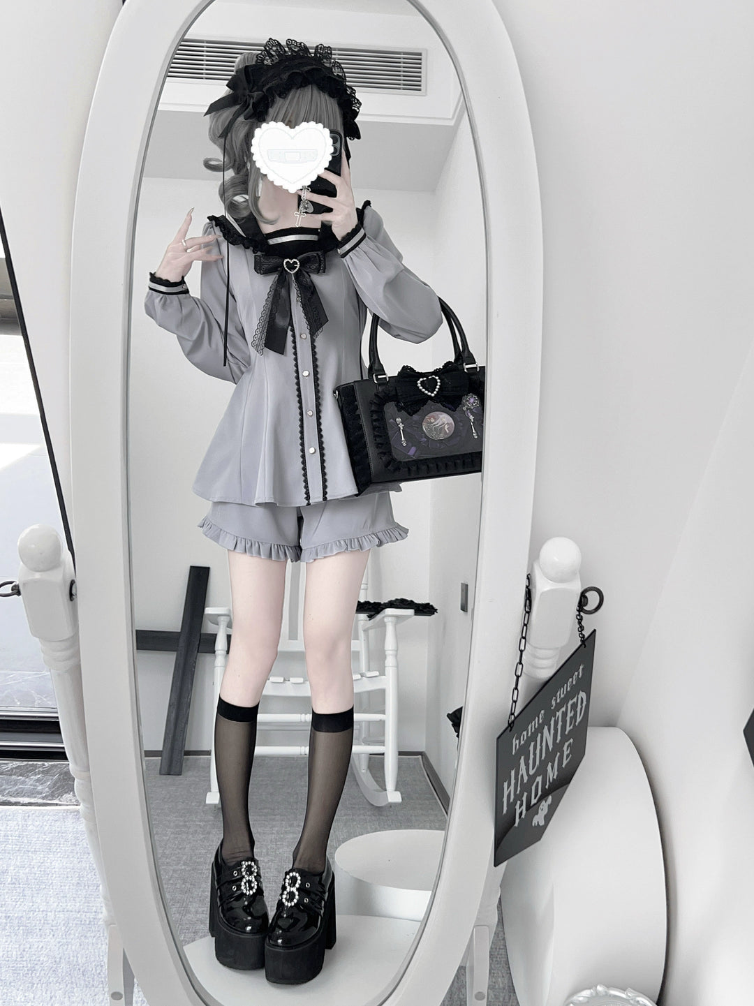 Jirai Kei Dress & Shorts, Bunny-Ear Sailor Collar 43440:776924