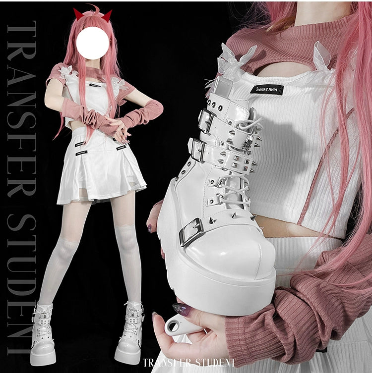 Punk Platform Shoes Gyaru Fashion Combat Boots 29704:368220