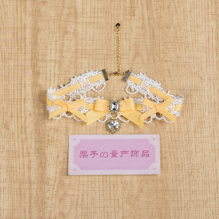 Jirai Kei Lace Choker, Detachable Faux Pearl Necklace 44010:793215