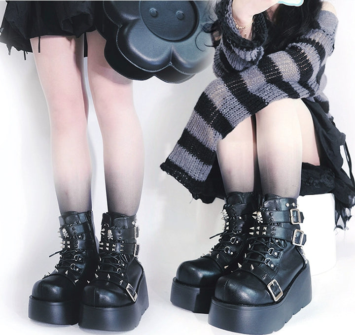 Punk Platform Shoes Gyaru Fashion Combat Boots 29704:368166
