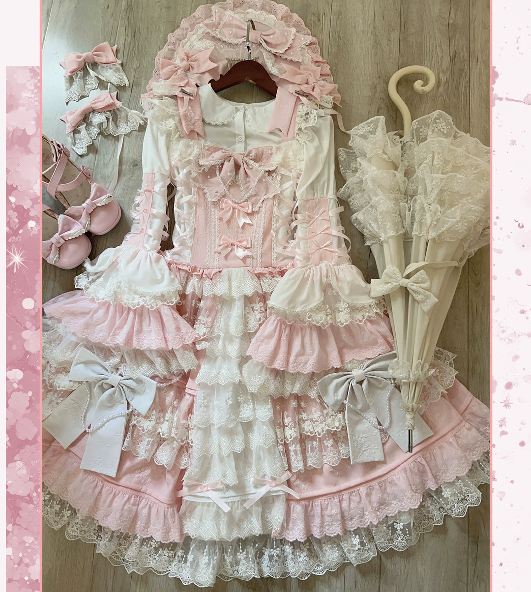 Vintage Lolita Dress Pink Doll-like Dress Princess Sleeve Blouse BNT 41170:697824