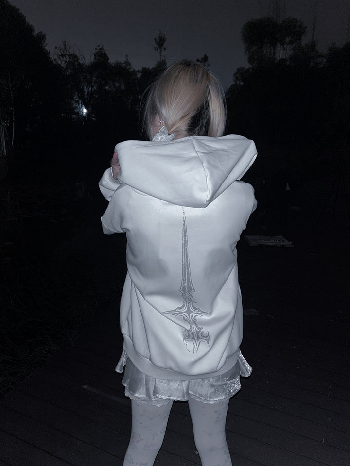 Cotton Jirai Kei Coat Gothic Punk Style with Oversized Design 42386:737936