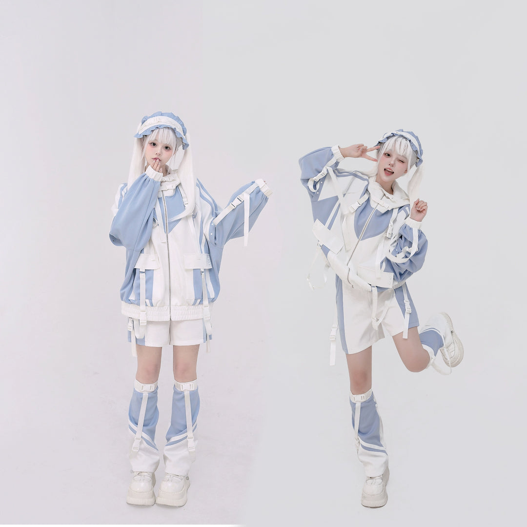 Plus Size Tenshi Kaiwai Coat Set Multicolor Sporty Outfits 40332:658382