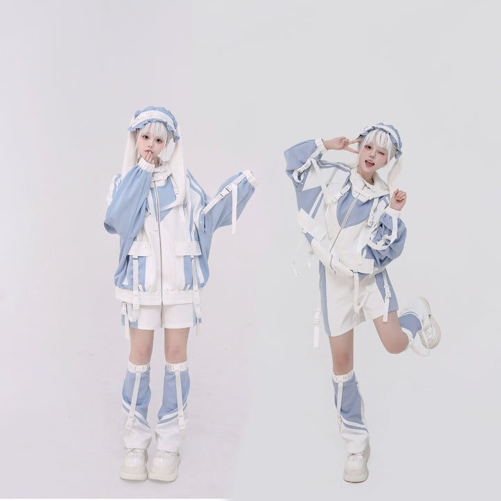 Plus Size Tenshi Kaiwai Coat Set Multicolor Sporty Outfits 40332:658382