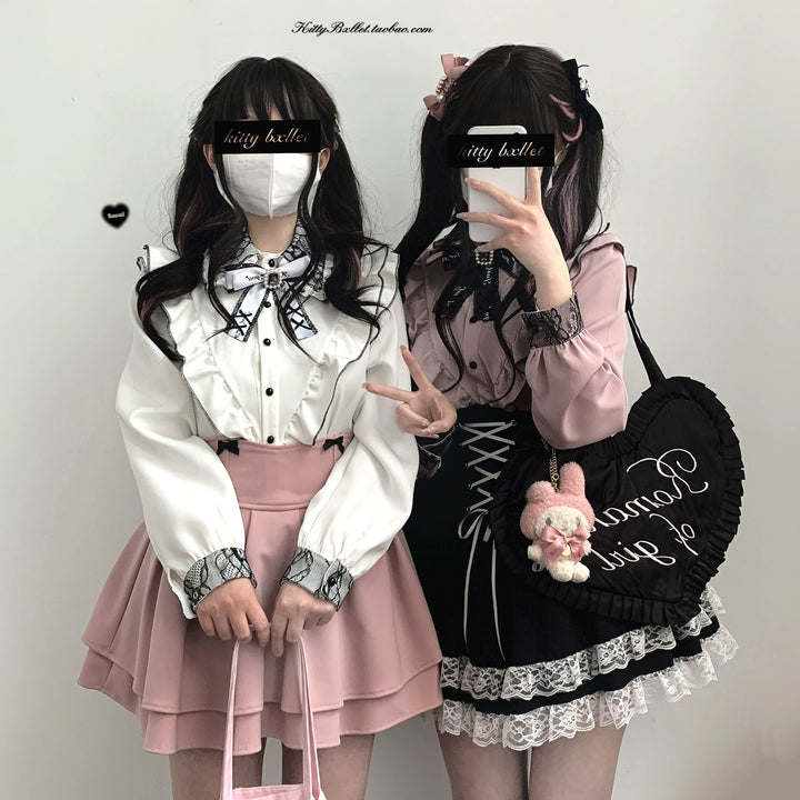 Jirai Kei Skirt Double Layer Puff Skirt with Bow 36770:534680