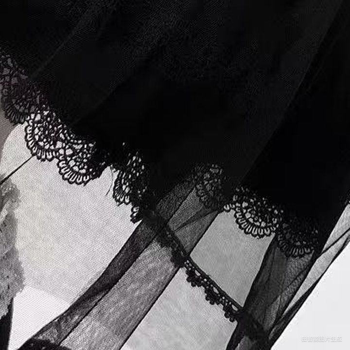 Jirai Kei Pointed Collar Blouse, Black High-Waist Skirt 44216:804935