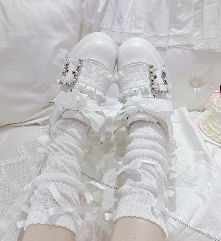 Ryousangata High Platform Shoes, Satin Bow 43688:783019