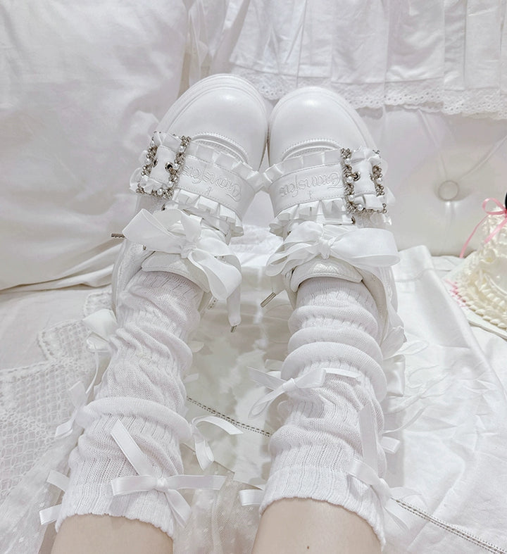 Ryousangata High Platform Shoes, Satin Bow 43688:783019