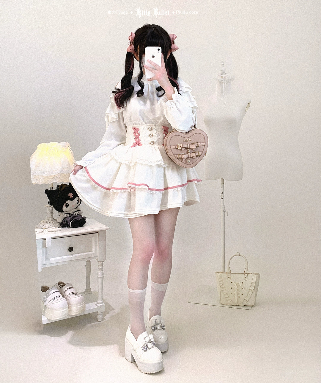 Ryousangata High-waist Skirt, Tiered Hem 44003:792840