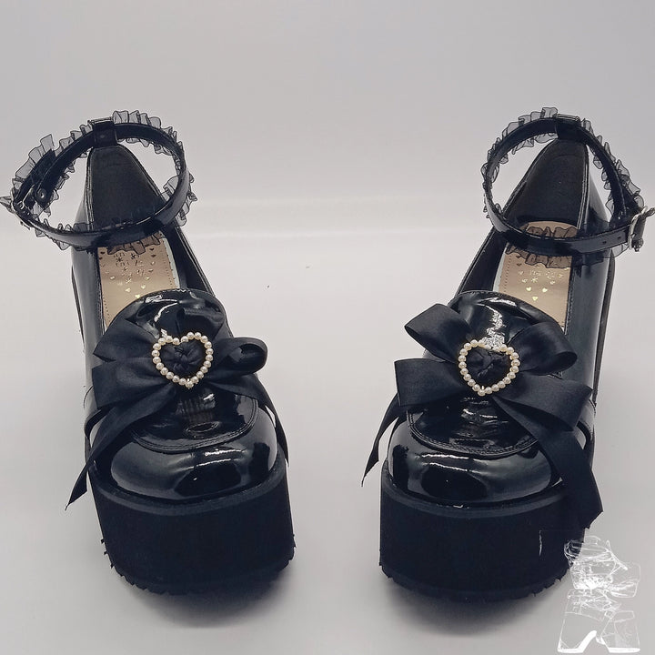 Jirai Kei Shoes High Heel Platform Shoes Lace Bow Shoes 37632:566716 37632:566716