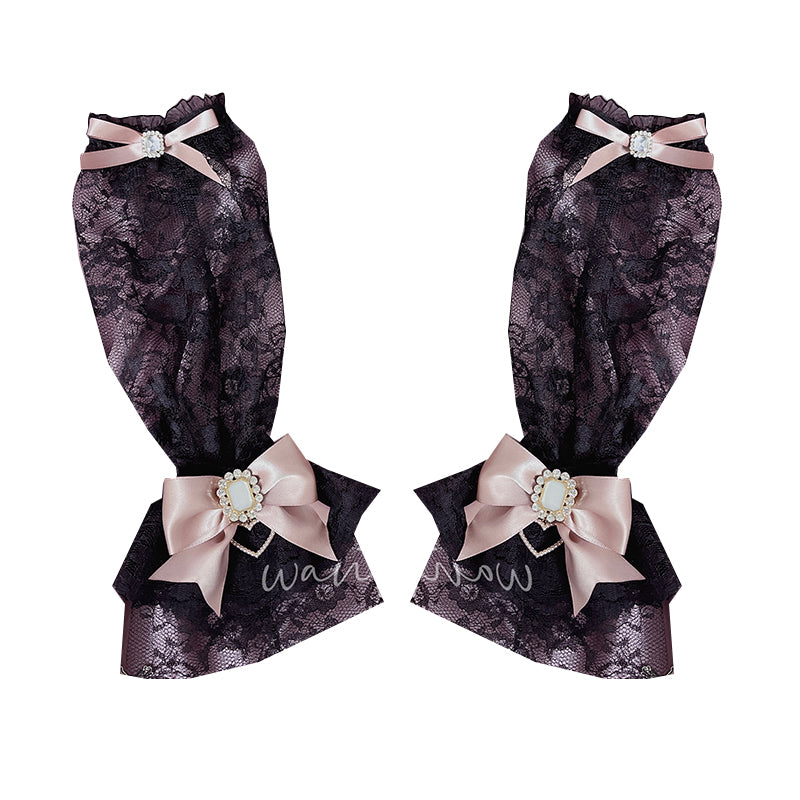 Jirai Kei Hand Cuffs Lolita Bow Lace Hand Sleeves 21758:332066