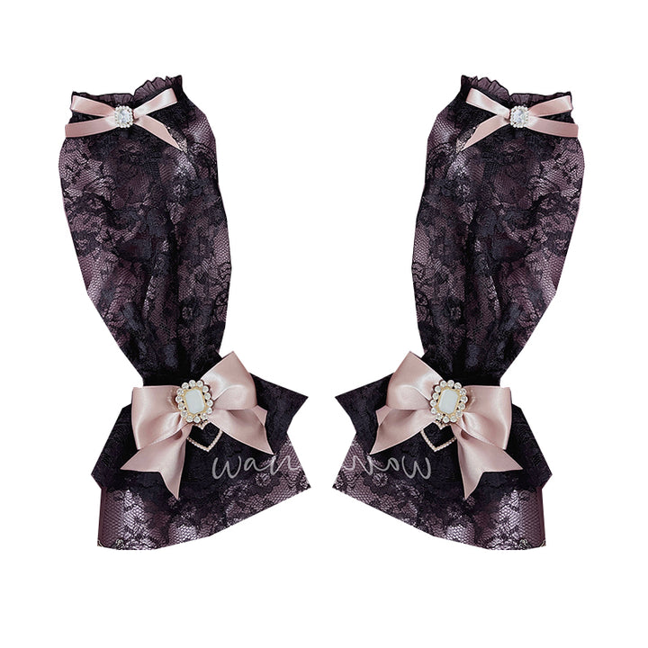 Jirai Kei Hand Cuffs Lolita Bow Lace Hand Sleeves 21758:332066