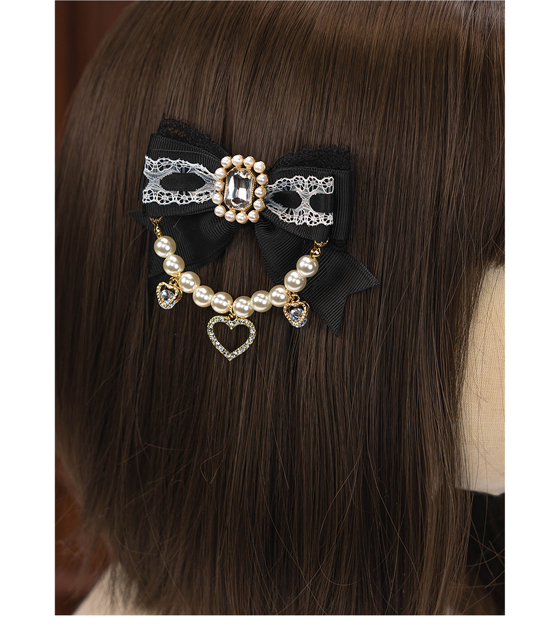Jirai Kei Hairclip Shoe Clip Lolita Hair Pin Pearl Chain Rhinestone (Pair) 33814:446776