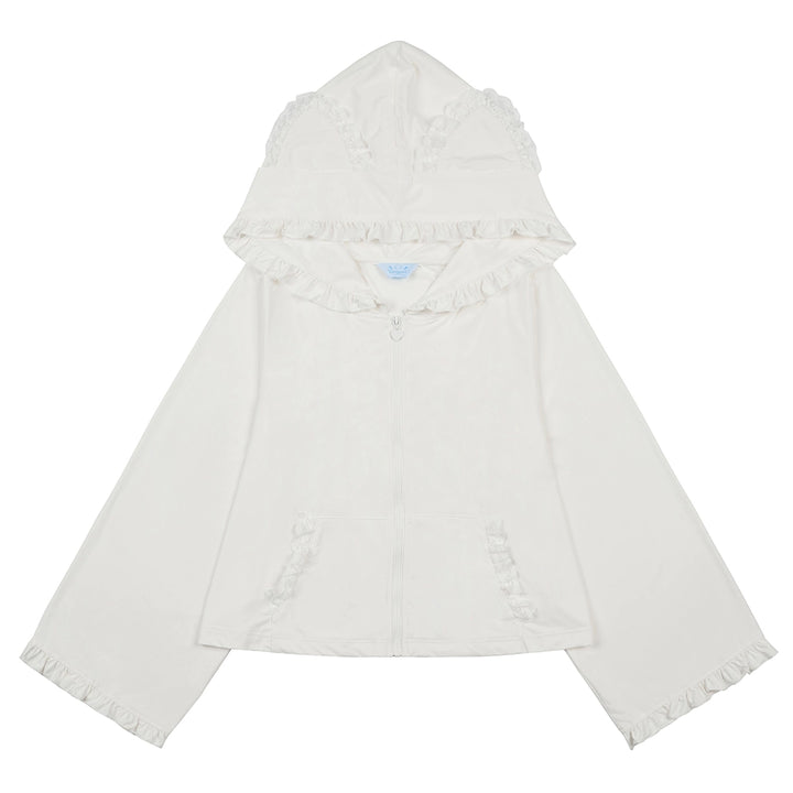 Jirai Kei Hoodie Jacket with Cat Ears UPF50 Protection Multicolors (White) 38510:592368