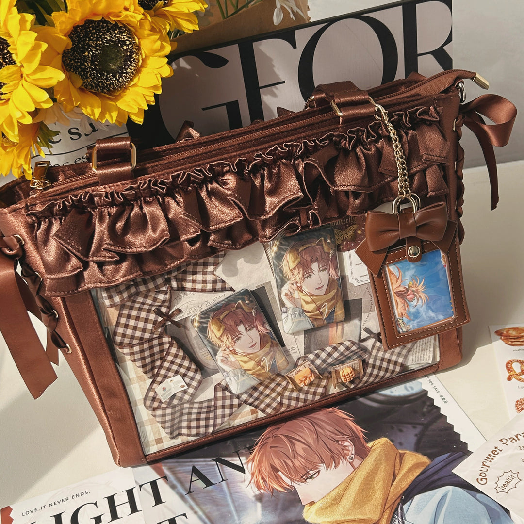 Large Capacity Satin Lolita Ita Bag Handle/Crossbody Strap (Brown) 43100:765735