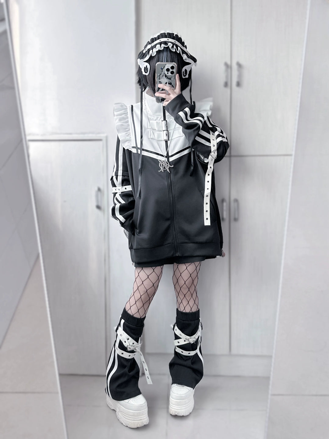 Tenshi Kaiwai Shorts Set Gray Black Jacket With Wings 35728:502642