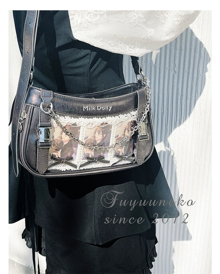 Y2K Style Ita Bag, Clear Window & Detachable Chain 43228:772310