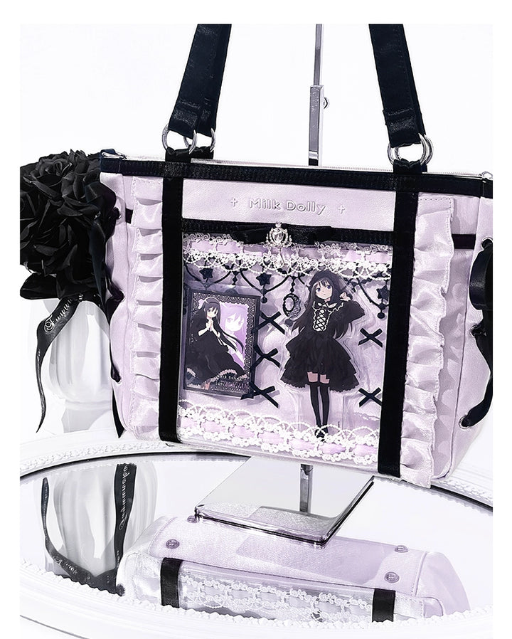 Large-Capacity Ita Bag, Clear Window Front + Rhinestones 43231:779316