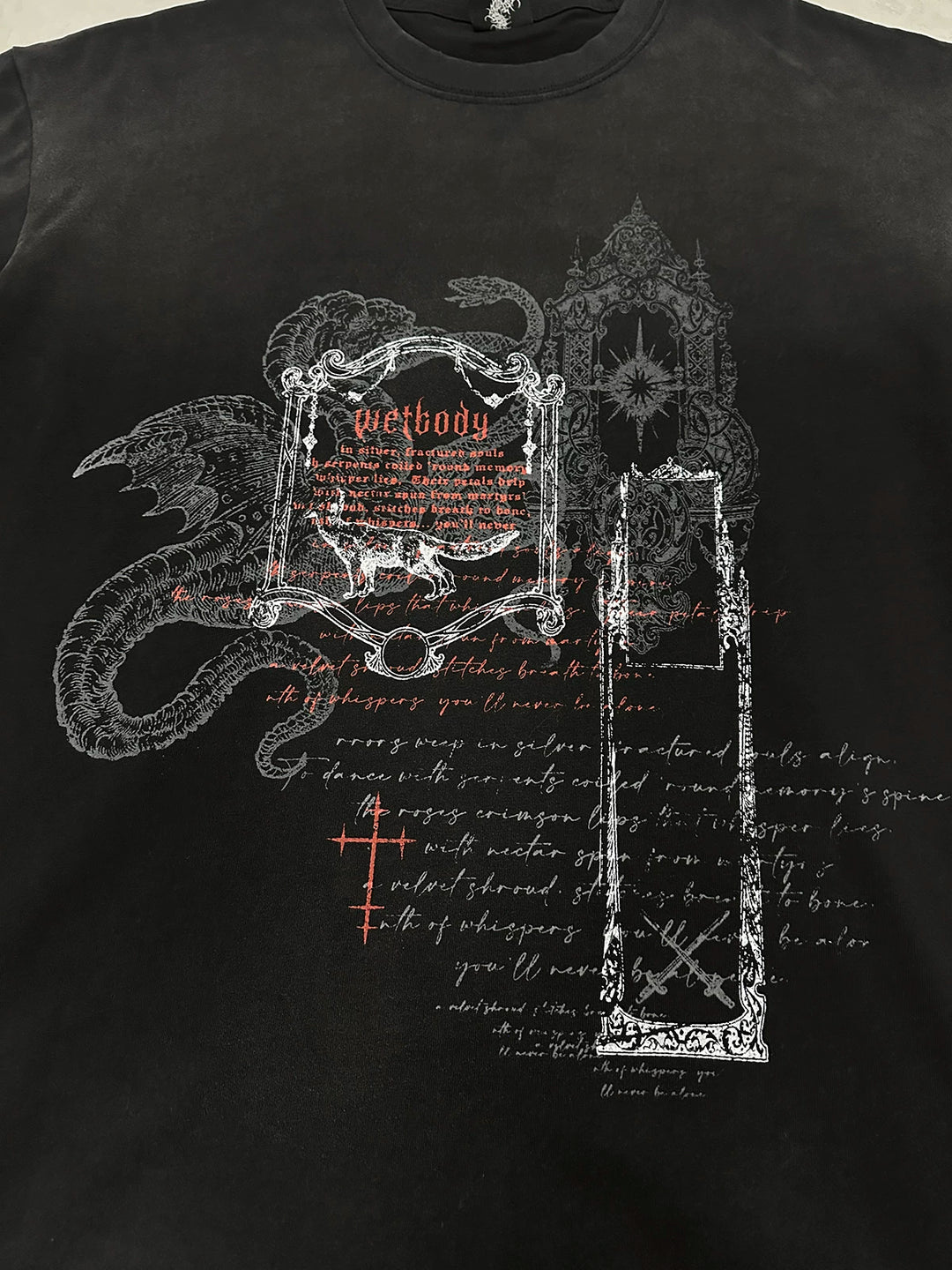 Cotton Subculture T-shirt, Snake & Mirror Frame Print 44778:830386