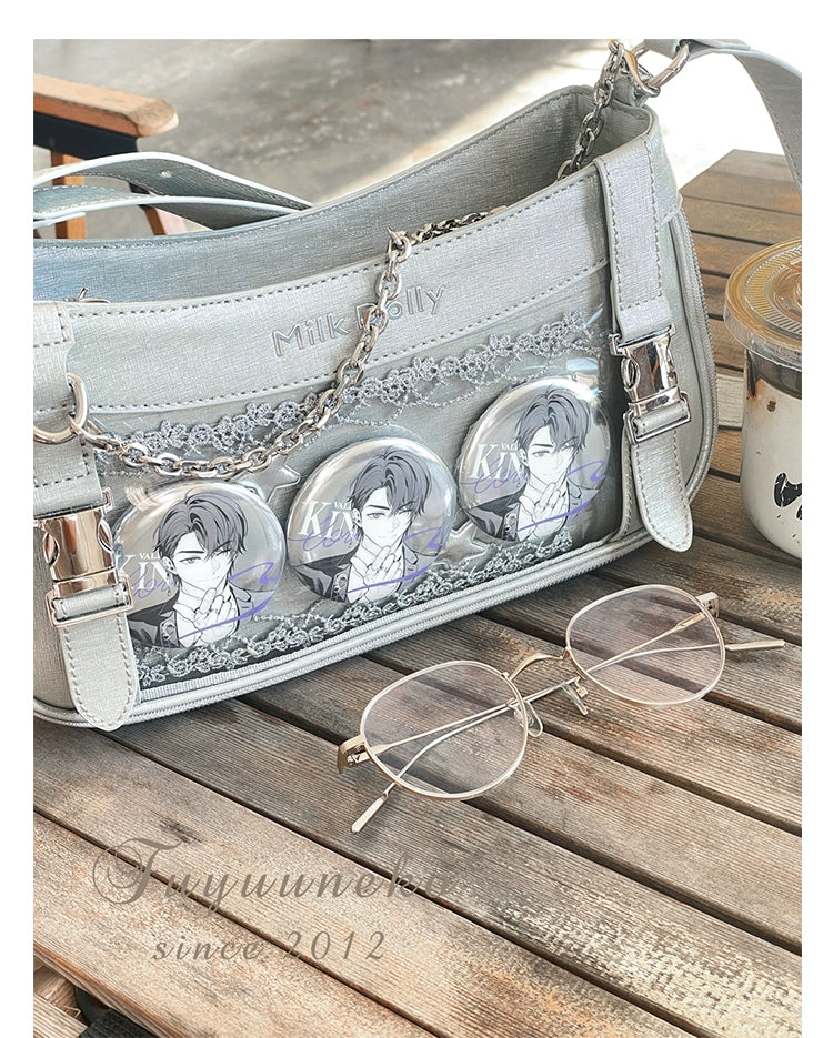 Y2K Style Ita Bag, Clear Window & Detachable Chain 43228:772307
