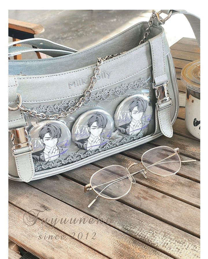 Y2K Style Ita Bag, Clear Window & Detachable Chain 43228:772307