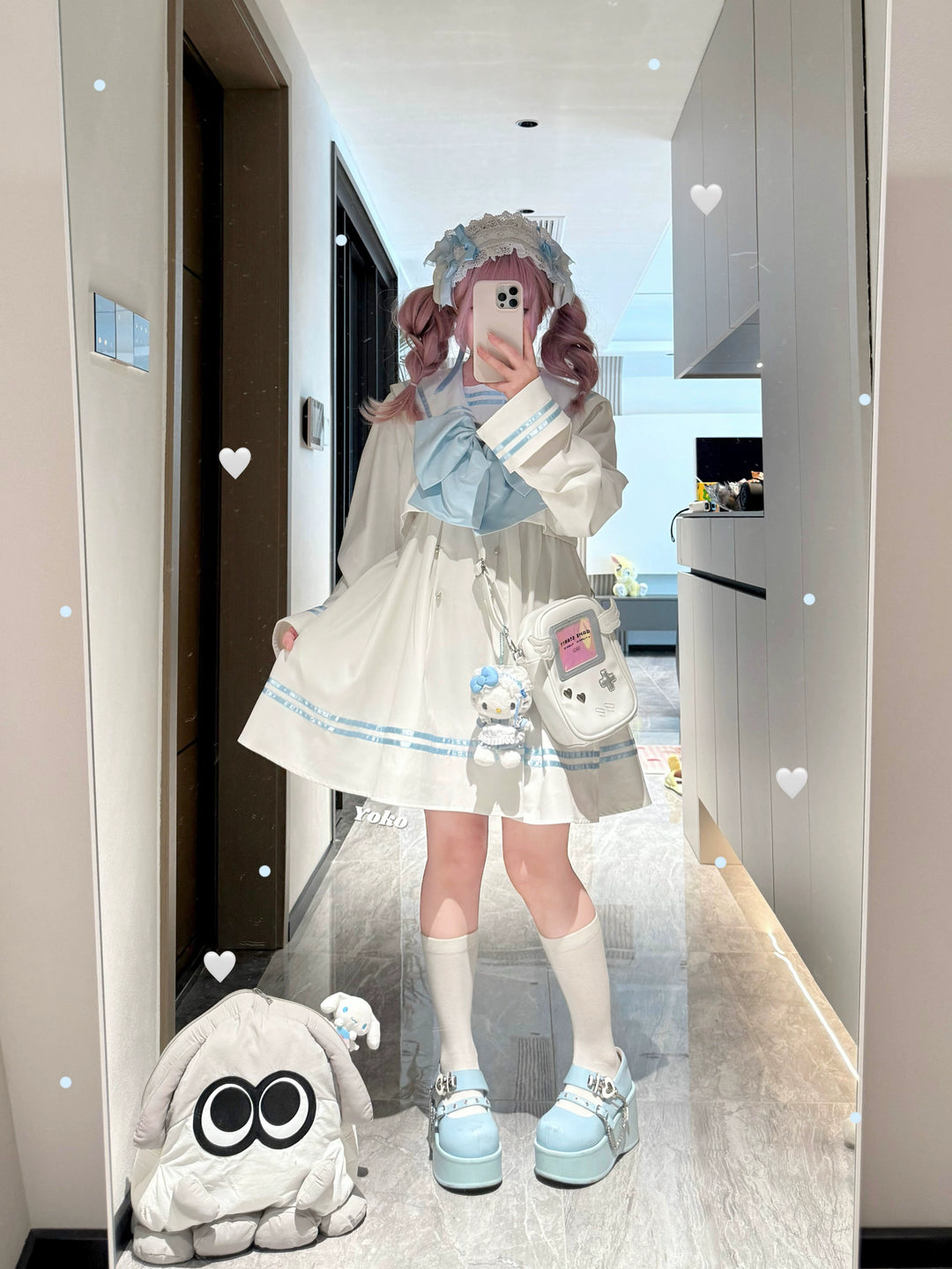 Sailor Collar JK Uniform Dress, Flared Sleeves 43871:787958