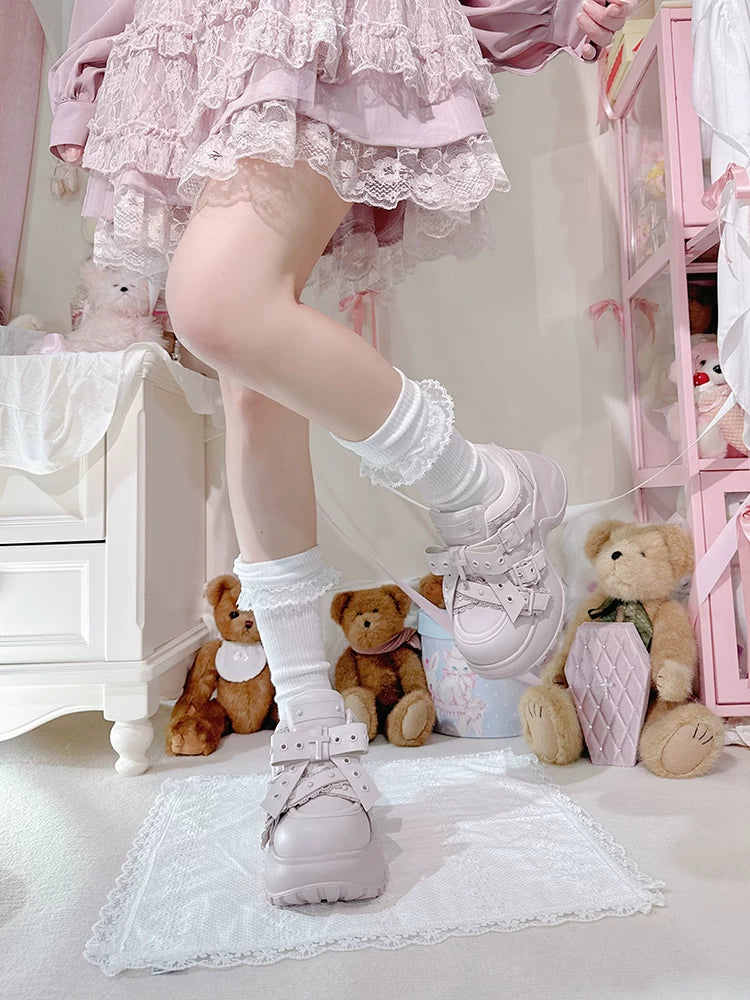 Jirai Kei High Platform Shoes, Multiple Buckle Straps 44626:815659