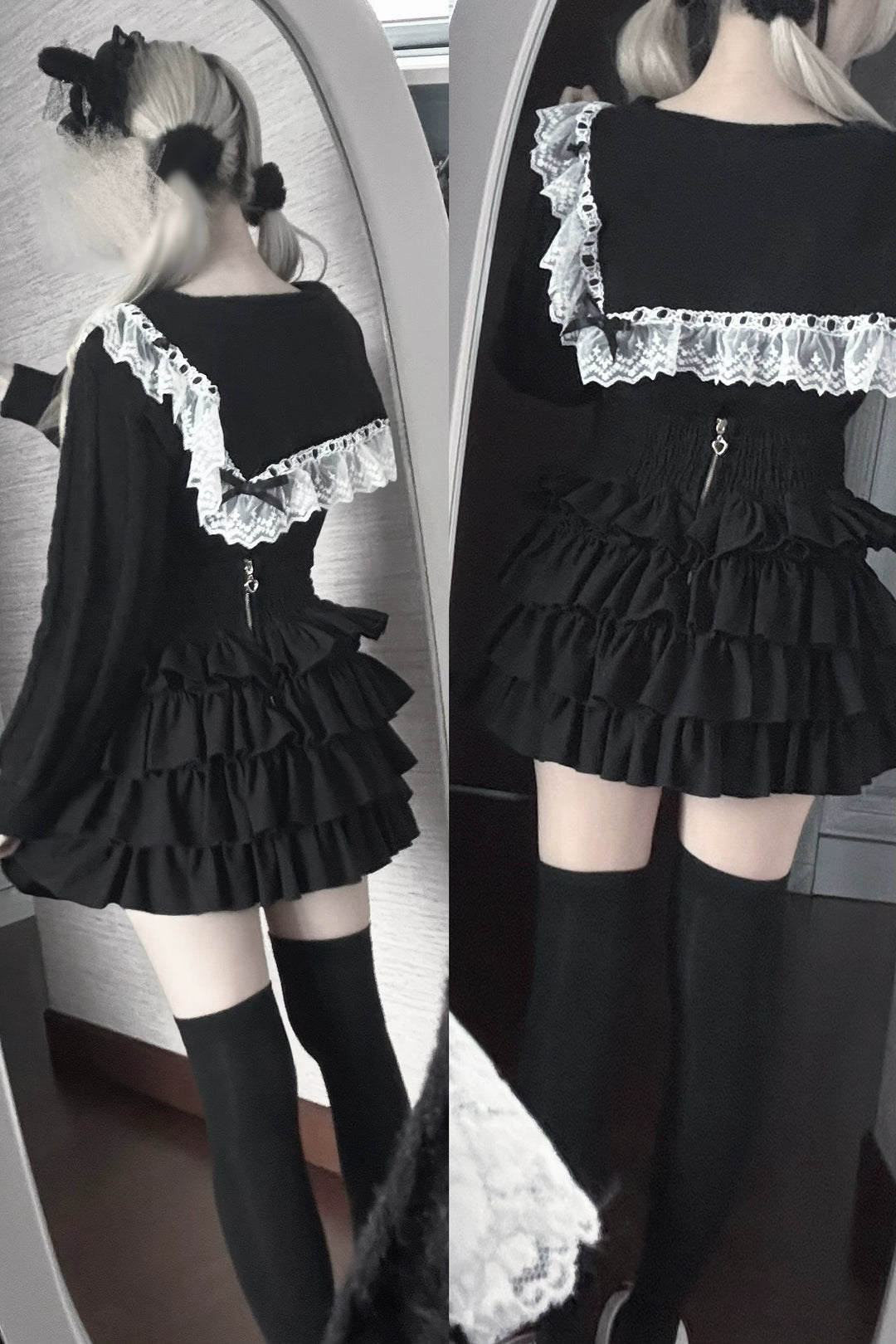 Sailor Collar Jirai Kei Sweater, Detachable Bow 44290:803117
