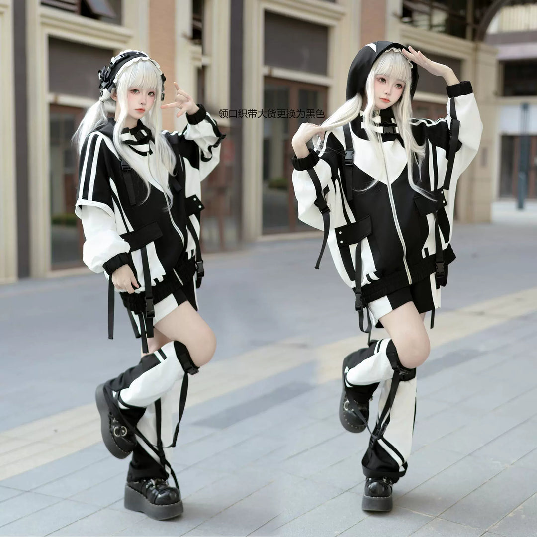 Plus Size Tenshi Kaiwai Coat Set Multicolor Sporty Outfits 40332:658378