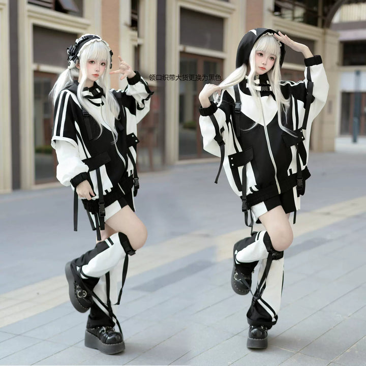 Plus Size Tenshi Kaiwai Coat Set Multicolor Sporty Outfits 40332:658378