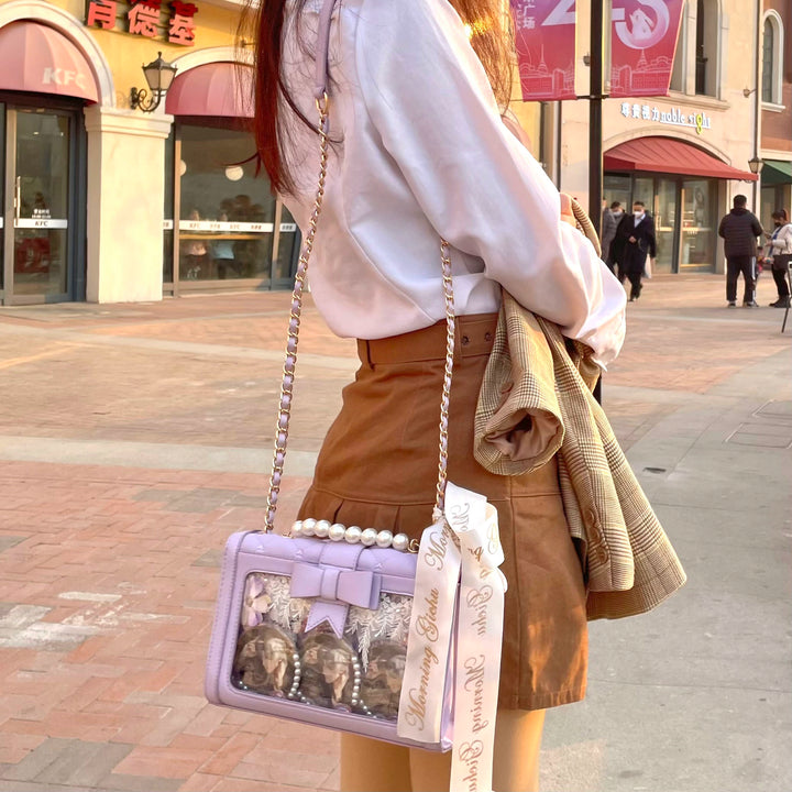Kawaii Ita Bag Bow Rhombus Grid Shoulder Bag Multicolor 21906:349686