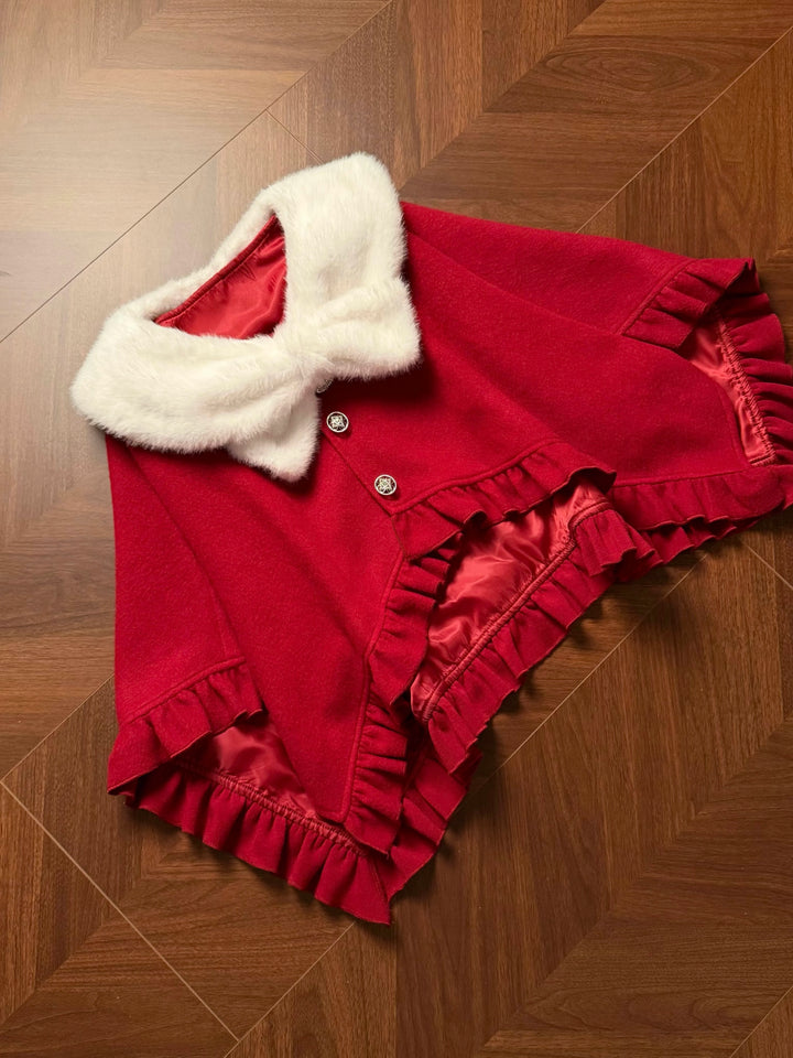 Christmas Dress Outfit, Red Cape with Detachable Collar (L M S) 44323:804994