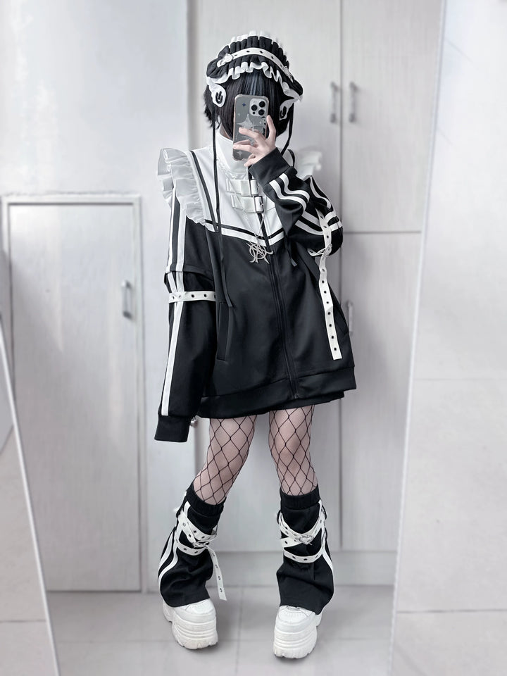 Tenshi Kaiwai Shorts Set Gray Black Jacket With Wings 35728:502668