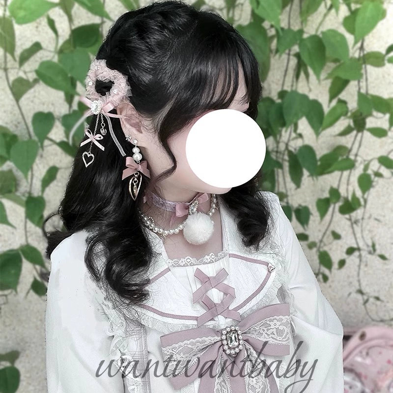 Ryousangata Tulle Heart-Shaped Hairclips 43825:786650