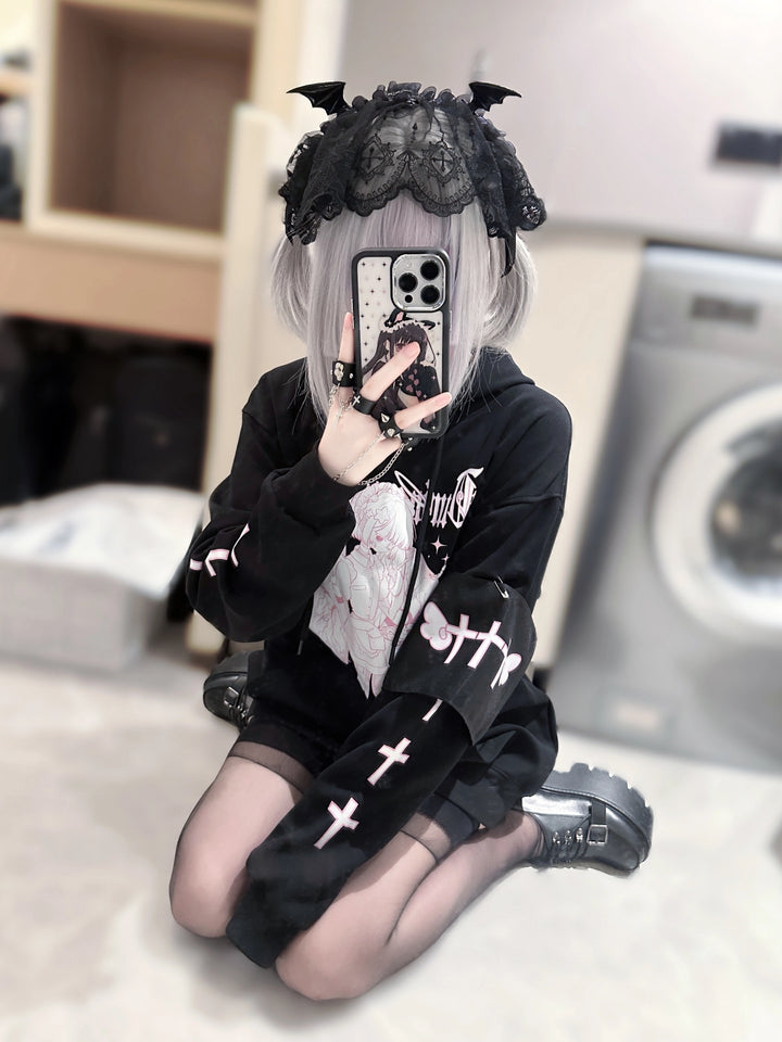 Tenshin Kaiwai Hoodie Medical Angel Print Hooded Sweatshirt 39430:627970